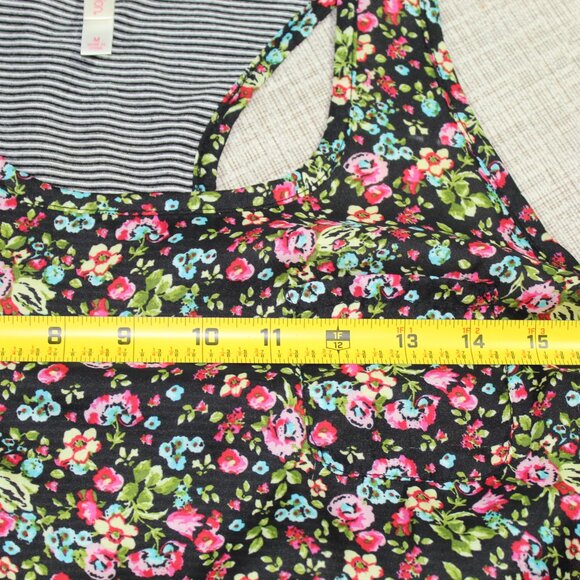 Xhilaration Navy Blue Floral and Striped Tank Top - Picture 4 of 4